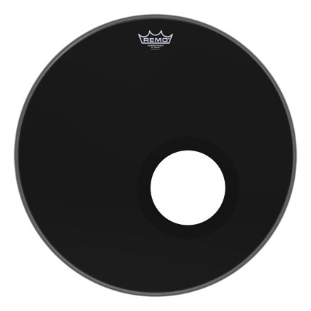 Remo 20" Powerstroke 3 Ebony, 5" Black DynamO Installed Basstromme