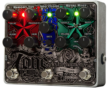 Electro-Harmonix TONE TATTOO Multi-effects pedal: Metal Muff, Neo Clone, Memory Toy, 9.6DC-200 PSU included