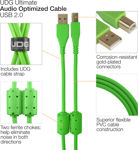 UDG Gear Ultimate USB 2.0 A-B Green Angled 1m