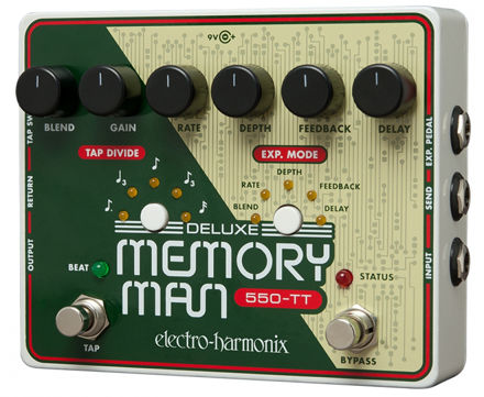 Electro-Harmonix DELUXE MEMORY MAN 550-TT Tap Tempo 550mS Analog Delay, 9.6DC-200 PSU incl.