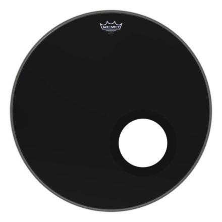 Remo 22" Powerstroke 3 Ebony, 5" Black DynamO Installed Basstromme