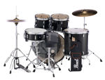 Pearl Roadshow 5 pc kit with HW and Cymbal | Jet Black 1008T/1209T/1616F/2216B/1455S