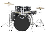 Pearl Roadshow 5 pc kit with HW and Cymbal | Jet Black 1008T/1209T/1616F/2216B/1455S