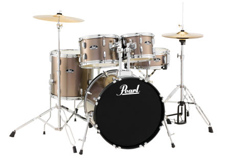 Pearl Roadshow 5 pc kit with HW and Cymbal | Bronze Metallic 1007T/1208T/1414F/2016B/1450S