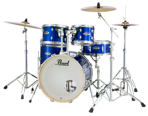 Pearl Export 5 pc Drum Set with HWP830 and SBR Cymbal Pack | High Voltage Blue 2016BB/1007T/1208T/1414F/1455S/HWP830