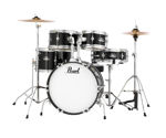 Pearl Roadshow Jr. 5-pc. Drum Set w/Hardware and Cymbals | Jet Black 1610/1308/1055/0805/1204