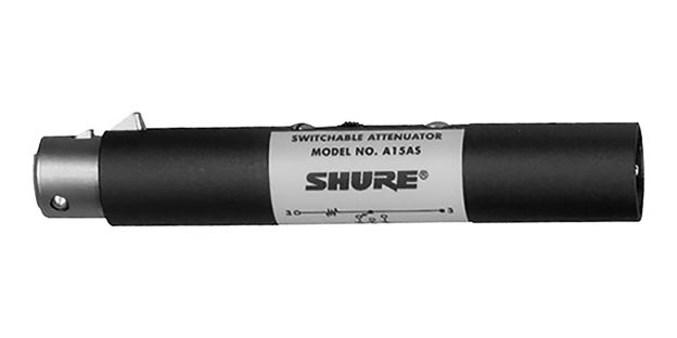 Shure switchable in-line attenuator, -15, -20 or -25 dB