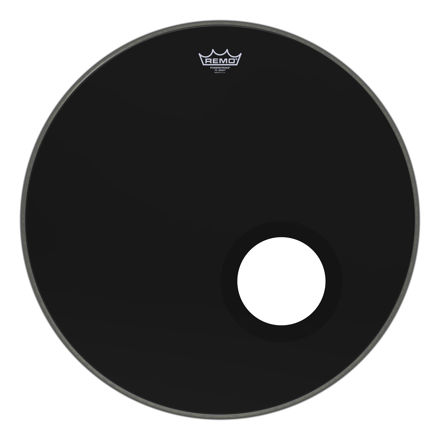 Remo 24" Powerstroke 3 Ebony, 5" Black DynamO Installed Basstromme