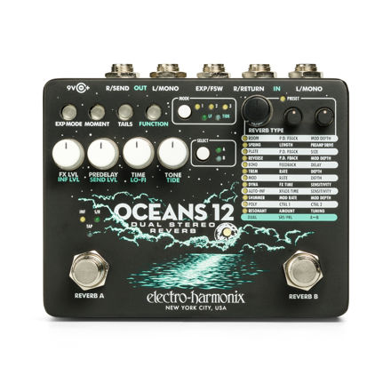 Electro-Harmonix OCEANS 12 Dual Stereo Reverb, 9.6DC-200 PSU