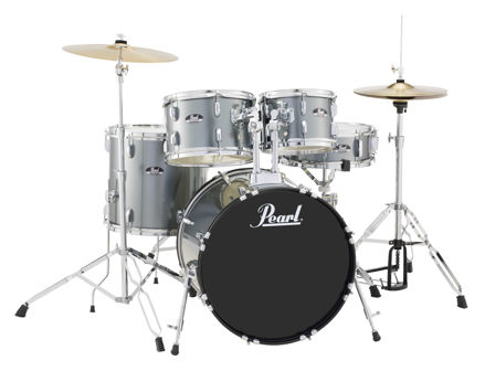 Pearl Roadshow 5 pc kit with HW and Cymbal | Charcoal Metallic 1007T/1208T/1414F/2016B/1450S