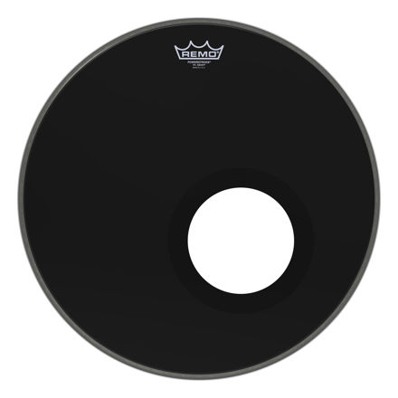 Remo 18" Powerstroke 3 Ebony, 5" Black DynamO Installed Basstromme