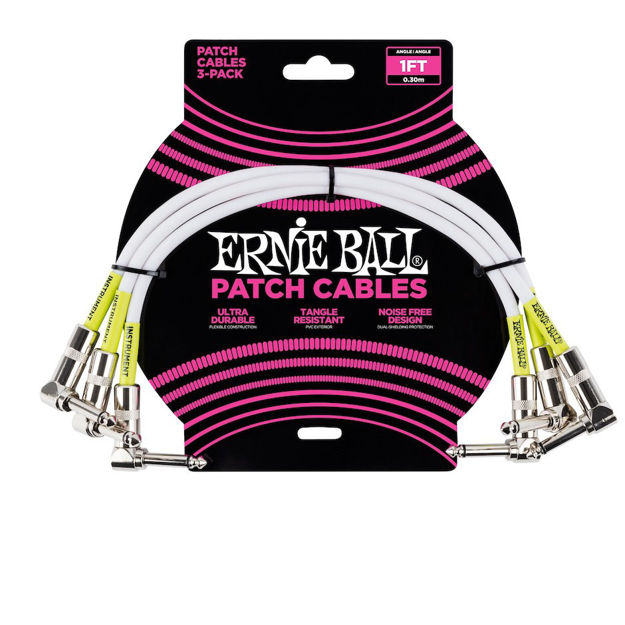 Ernie Ball EB-6055 PATCH CABLE 1' WHT 3PC