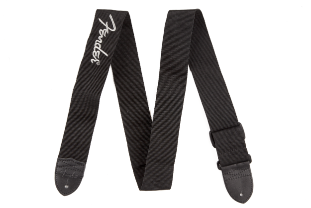 Fender® Black Polyester Logo Straps