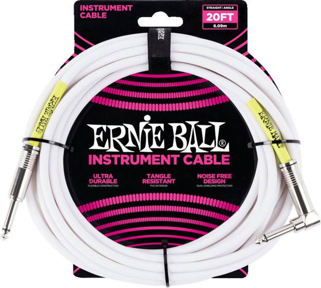 Ernie Ball EB-6047 INST.CABLE 20FT.SA WHT