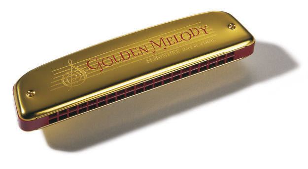 Bright Sound for Music Class Home Performance Beginners Good Air Tightness 1.2mm Brass Harmonica Golden, F# tone Professional Mouthorgan