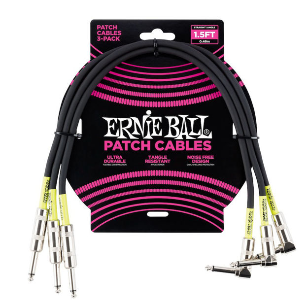 Ernie Ball EB-6076 PATCH CABLE 1,5' BLK 3PC