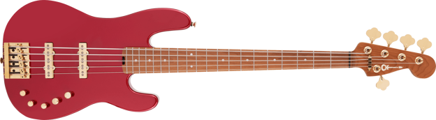Charvel Pro-Mod San Dimas® Bass JJ V, Caramelized Maple Fingerboard, Candy Apple Red