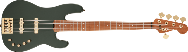 Charvel Pro-Mod San Dimas® Bass JJ V, Caramelized Maple Fingerboard, Lambo Green Metallic