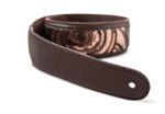 Taylor Vegan Leather Strap, Chocolate Brown w/ Sequins, 2.25", Embossed Logo