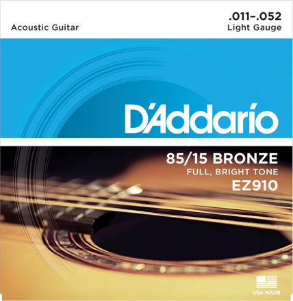 D'Addario EZ910 85/15 Bronze Acoustic Guitar Strings, Light, 11-52