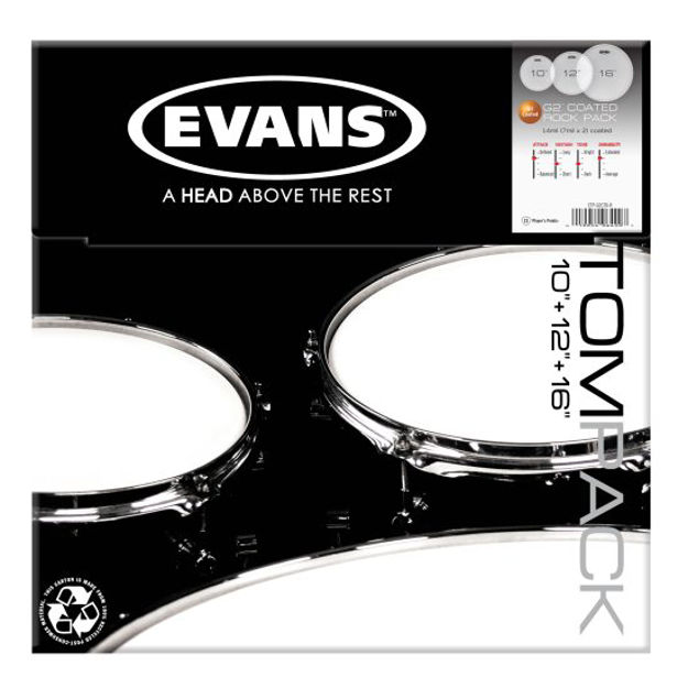 Evans G2 Tompack, Coated, Rock (10 inch, 12 inch, 16 inch)
