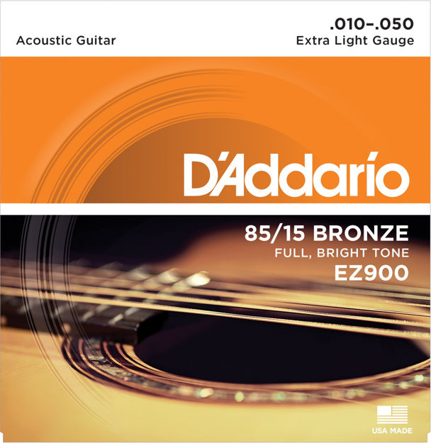 D'Addario EZ900 85/15 Bronze Acoustic Guitar Strings, Extra Light, 10-50
