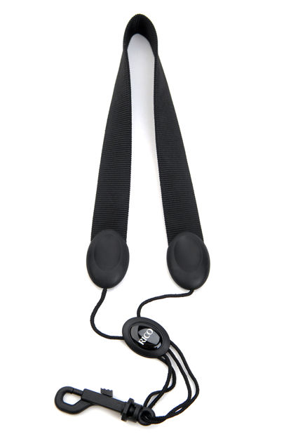 Rico Saxophone Strap, Soprano/Alto, Black Nylon, Snap Hook