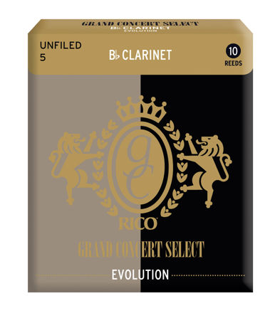 Rico Grand Concert Select Evolution Bb Clarinet Reeds, Strength 5.0, 10 Pack