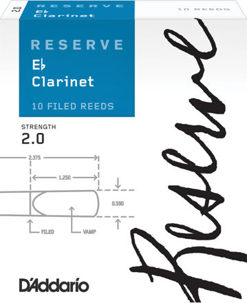 D'Addario Reserve Eb Clarinet Reeds, Strength 2.0, 10-pack