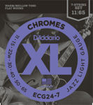 D'Addario ECG24-7 Chromes Flat Wound 7-String Electric Guitar Strings, Jazz Light, 11-65