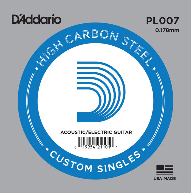 D'Addario PL007 Plain Steel Guitar Single String, .007