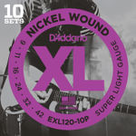 D'Addario EXL120-10P Nickel Wound Electric Guitar Strings, Super Light, 9-42, 10 Sets