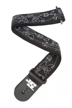 D'Addario Joe Satriani Guitar Strap, Silver Sketches