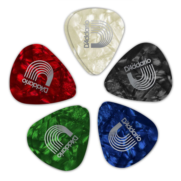 D'Addario Assorted Pearl Celluloid Guitar Picks, 25 pack, Heavy