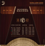 D'Addario NB1047 Nickel Bronze Acoustic Guitar Strings, Extra Light, 10-47