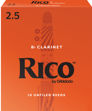 Rico by D'Addario Bb Clarinet Reeds, Strength 2.5, 10-pack