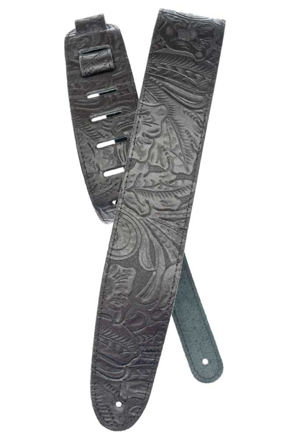 D'Addario Deluxe Leather Guitar Strap, Embossed, Black