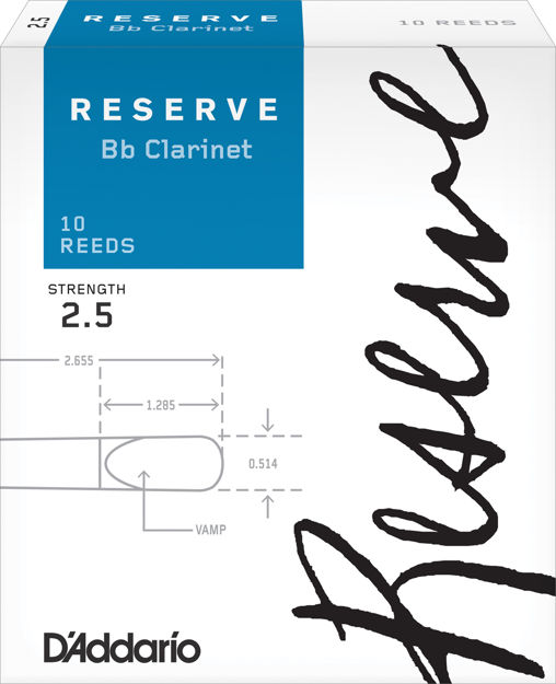 D'Addario Reserve Bb Clarinet Reeds, Strength 2.5, 10-pack