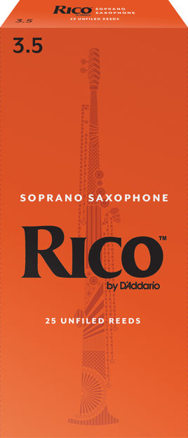 Rico by D'Addario Soprano Sax Reeds, Strength 3.5, 25-pack