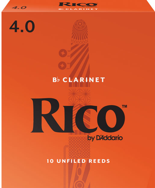 Rico by D'Addario Bb Clarinet Reeds, Strength 4, 10-pack