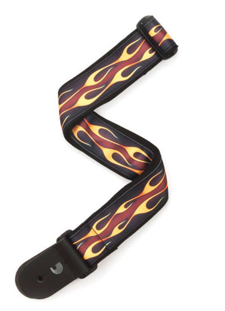 D'Addario Hot Rod Flame Guitar Strap, Red