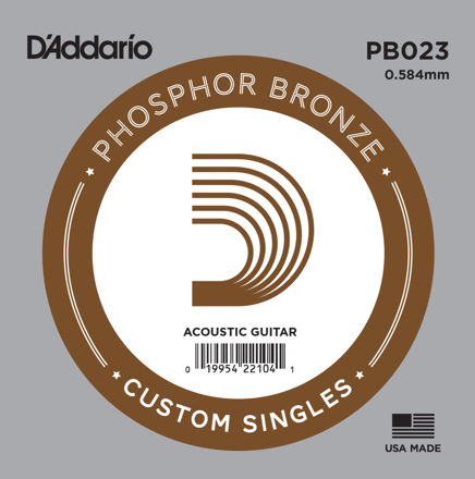 D'Addario PB023 Phosphor Bronze Wound Acoustic Guitar Single String, .023