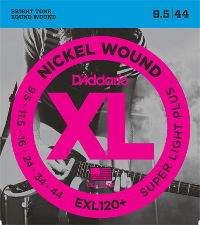 D'Addario EXL120+ Nickel Wound Electric Guitar Strings, Super Light Plus, 9.5-44