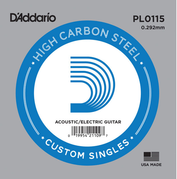 D'Addario PL0115 Plain Steel Guitar Single String, .0115