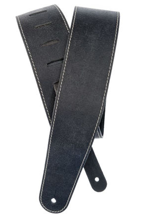 D'Addario Deluxe Leather Guitar Strap, Stonewashed with Contrast Stitch, black