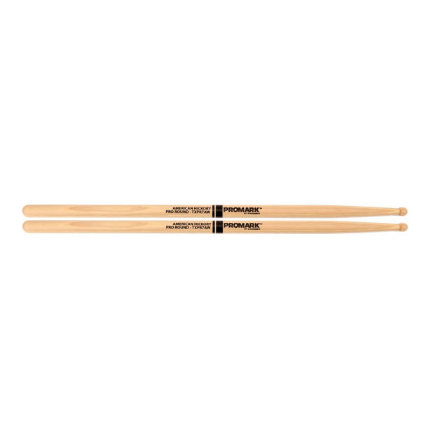 Promark Hickory 7A "Pro-Round" Wood Tip drumstick