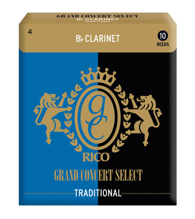 Rico Grand Concert Select Traditional Bb Clarinet Reeds, Strength 4.0, 10 Pack