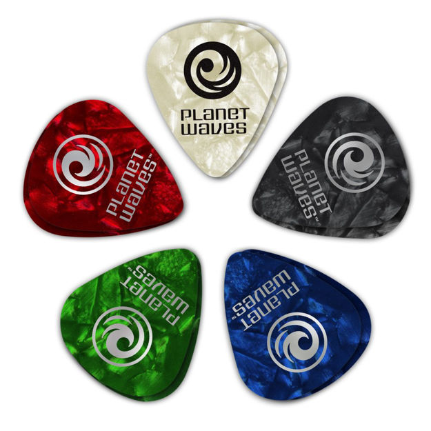 D'Addario Assorted Pearl Celluloid Guitar Picks, 25 pack, Extra Heavy