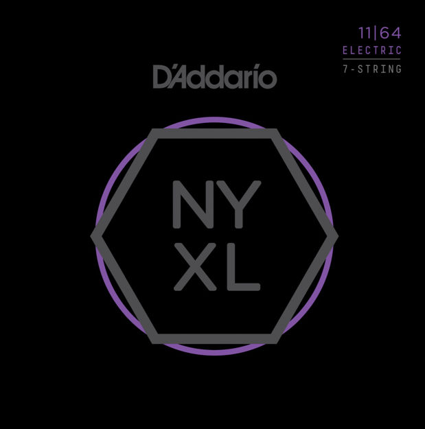 D'Addario NYXL1164 Nickel Wound 7-String Electric Guitar Strings, Medium, 11-64