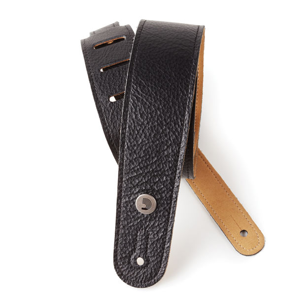 D'Addario Slim Garment Leather Guitar Strap, Black